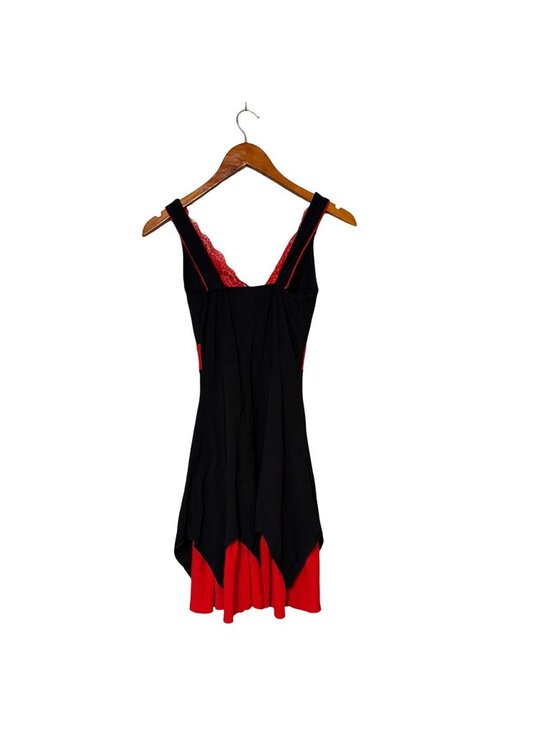 NWT Pink Sheila Black & Red Sleeveless Dress With Lace & Bead Whimsygoth Vampire - Picture 2 of 6